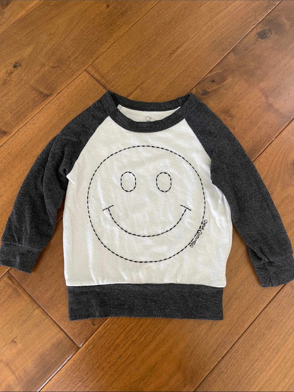 Lauren Moshi Kids Smiley Raglan Sweatshirt - Charcoal & White